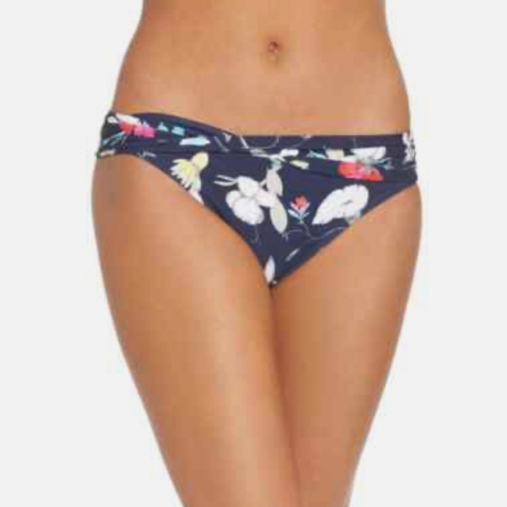 Seafolly‎ Flower Festival Hipster Bikini Bottom Swim Indigo Floral Blue 10 M